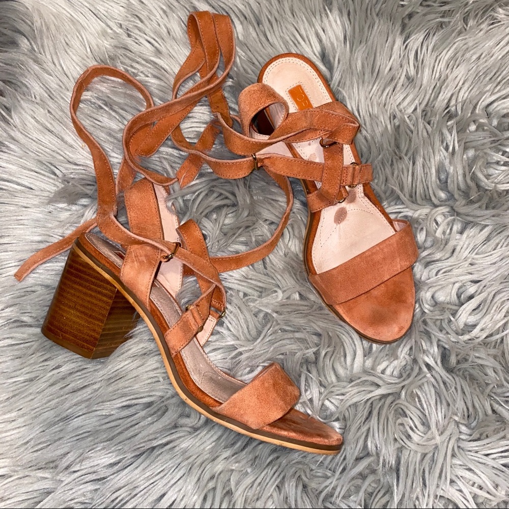 Topshop suede orange sienna wrap sandal 7.5